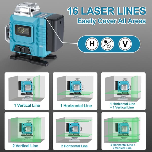 Laser Niveau, 360° Synlighed, Selv-nivellerende System,Med stativ