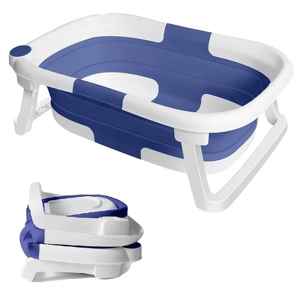 Babybad, Foldbart Design, Sikkerhedstemperaturindikator,Blå