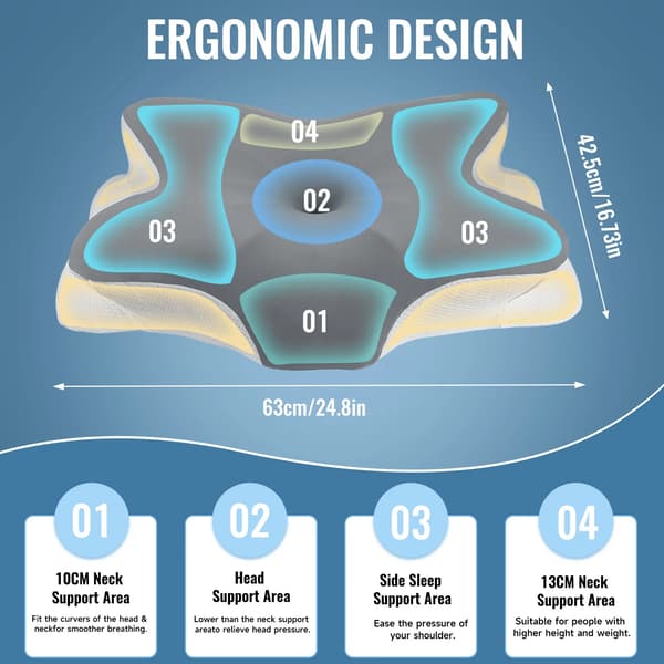Nackstödskudde, Ergonomisk Design, Högdensitets Skum,GRÅ