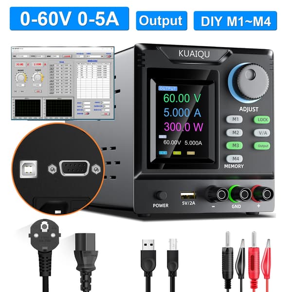DC-virransyöttö, ohjelmoitava, USB-yhteys,SPPS-D 60V 5A
