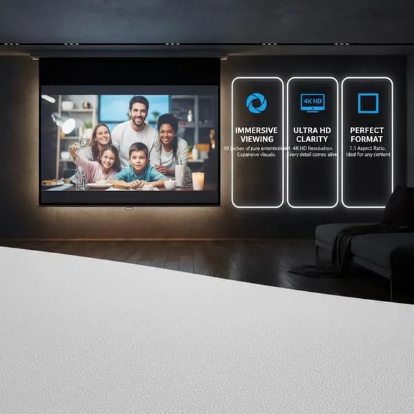 Projektionsskærm, 99 tommer diagonal, 4K HD understøttelse,99tommer