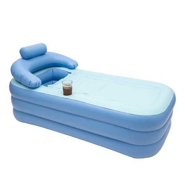 Uppblåsbart Badkar, Ergonomiskt Ryggstöd, Hopfällbar Design, Blå