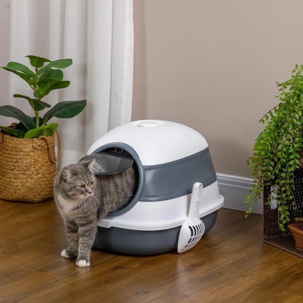 Kattlåda, Fällbar Design, Lättåtkomlig Dörr,VIT, L