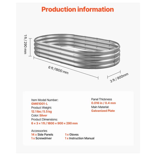 Höjd Trädgårdsbädd, Hållbar Metallkonstruktion, Lätt Montering,Silver