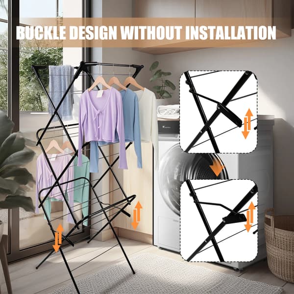 Tøjstativ, Pladsbesparende Design, Holdbar Konstruktion,sort