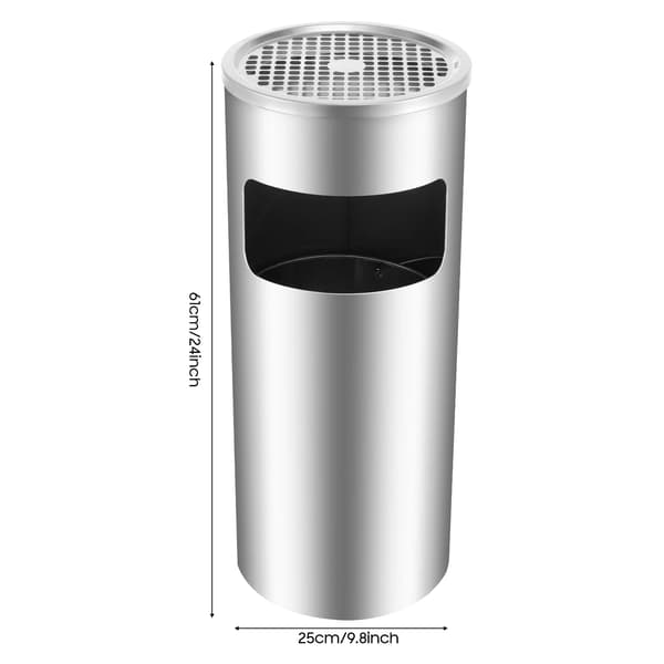 Sopkorg, 15L kapacitet, hållbar järnkonstruction,Silver