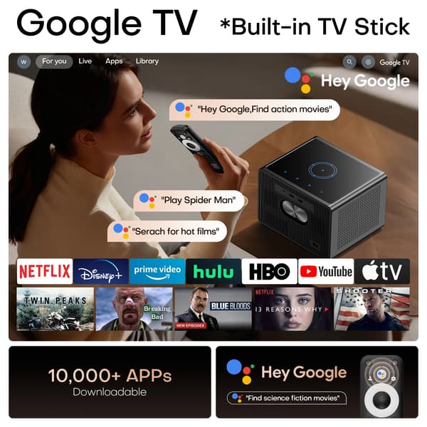 Videoprojektor, Ultra HD, Sømløs Streaming Support,EU stik