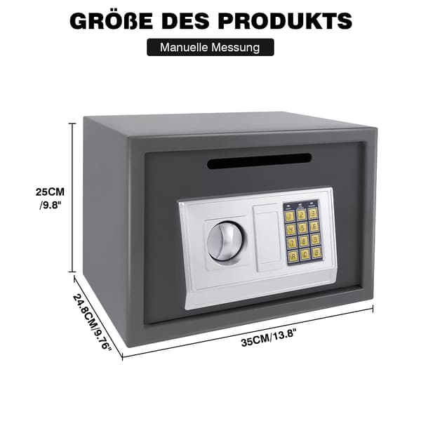 Sikker, Digital Lås, Solid Stål Konstruktion,16L Grå