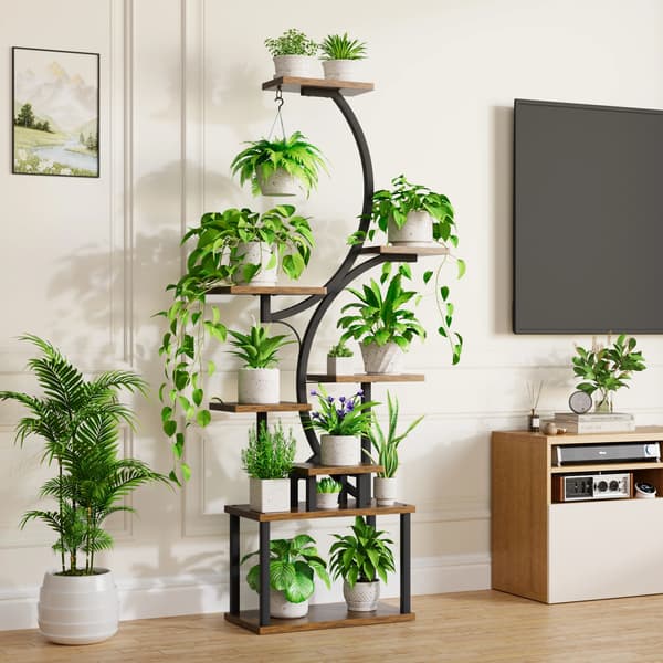 Planteholder, Integrerede Vækstlys, Multifunktionelt Design,Brun