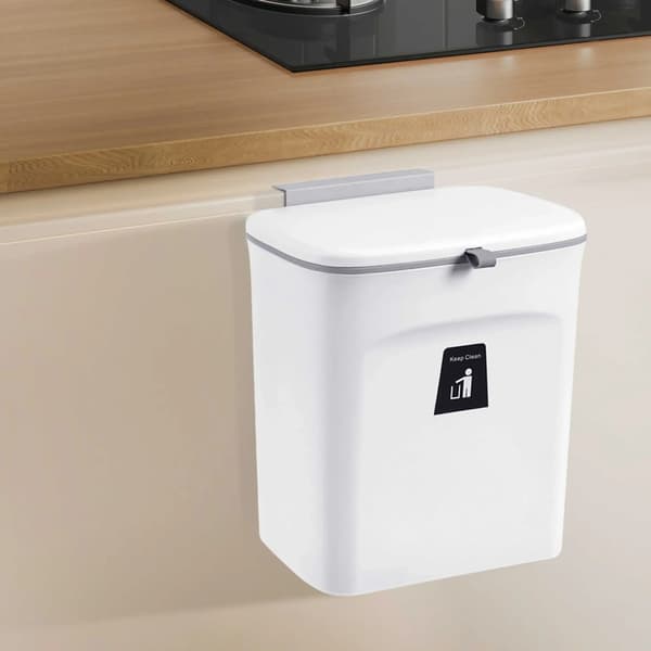 Väggmonterad Soptunna, Glidande Lock, Platsbesparande Design,VIT, 9L