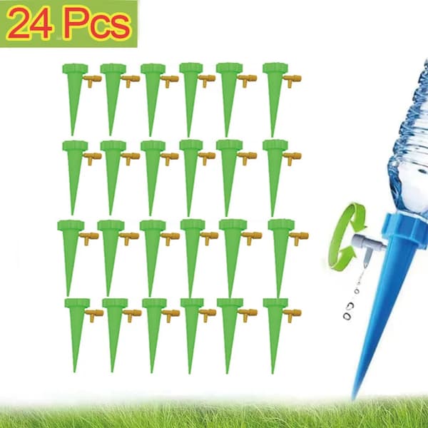 Droppbevattningssystem, Automatisk Vattning, Justerbar Flöde,24PCS-Grön