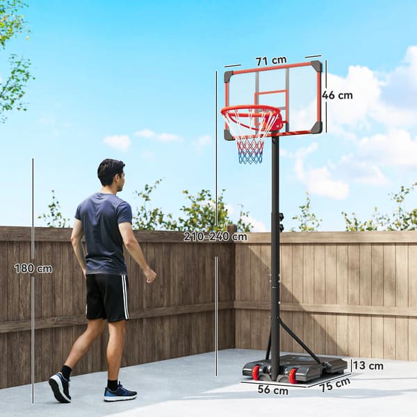 Basketbollring, Justerbar Höjd, Fyllbar Bas, Svart