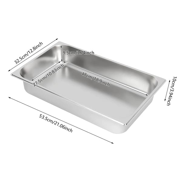 Dampbordspande Sæt, 4-Styk, 2,38 Gallon Kapacitet,Sølv