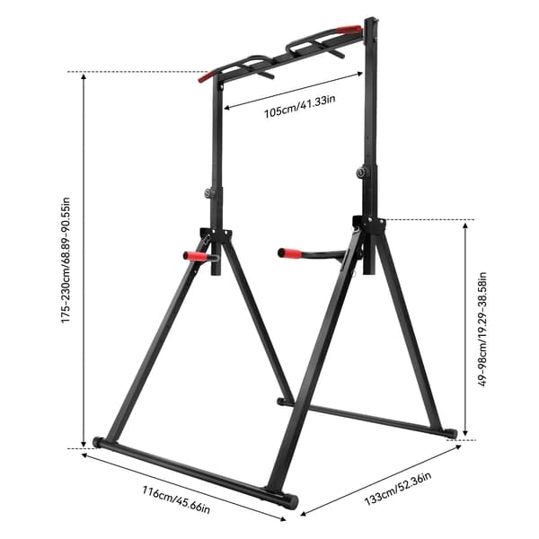 Pull Up Station, Justerbar Højde, 200kg Belastningsevne,sort