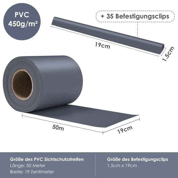 Integritetsskärm, UV-beständig, väderbeständig design,Grå