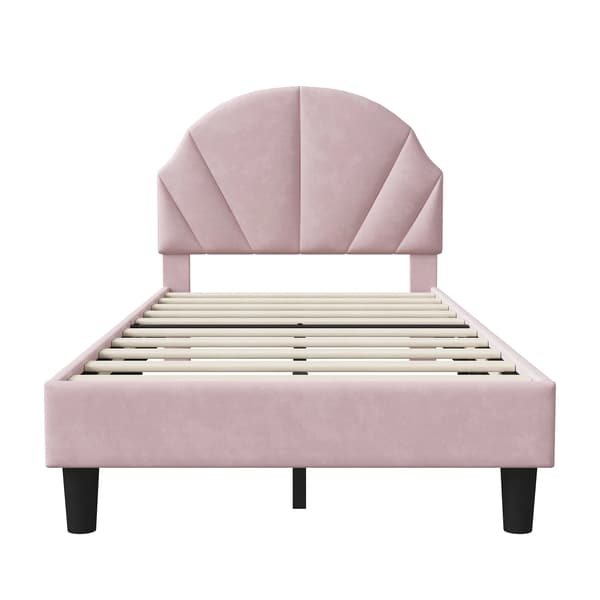 Polstret Seng, Justerbar Hovedgærde, Moderne Design,90*190cm, Pink-a