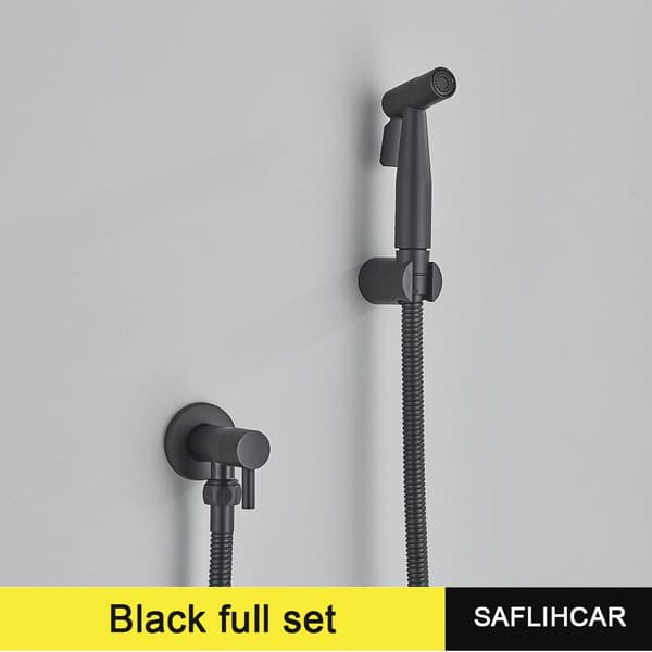 Bidet Sprayer, Rustfrit Stål, Væghængt,Matte Black fuld sæt