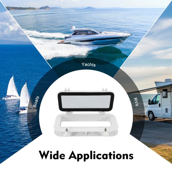 RV Porthole, Rektangulär Design, Hållbar Konstruktion,VIT