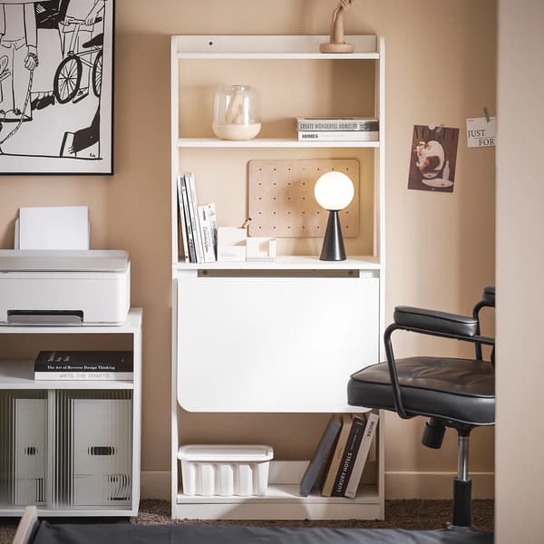 Datorbord, Fällbar Design, Gott om Förvaringsutrymme,VIT