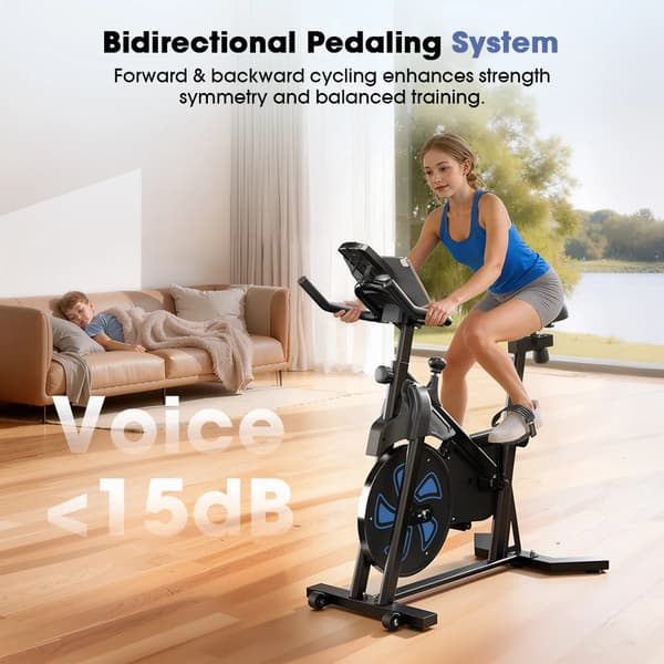 Indendørs cykel, 100-niveau modstand, magnetisk drivsystem,sort