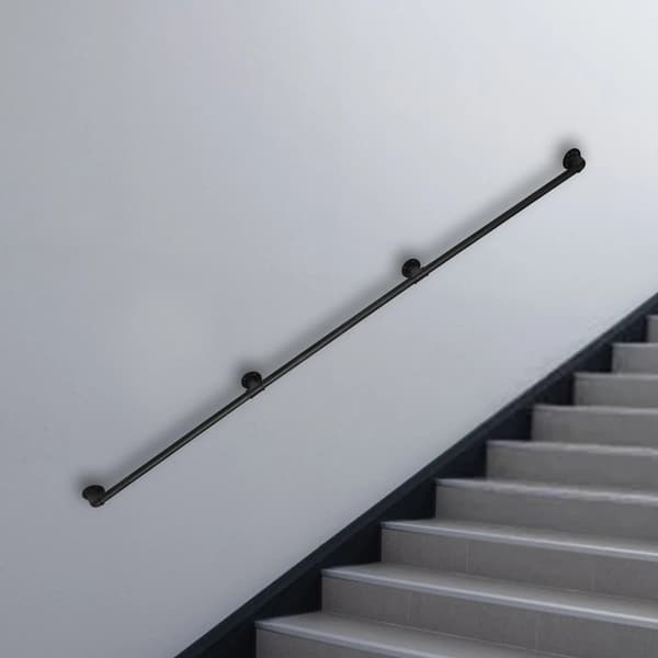 Trappegelænder, Galvaniseret Jernrør, Vægmonteret Design,sort