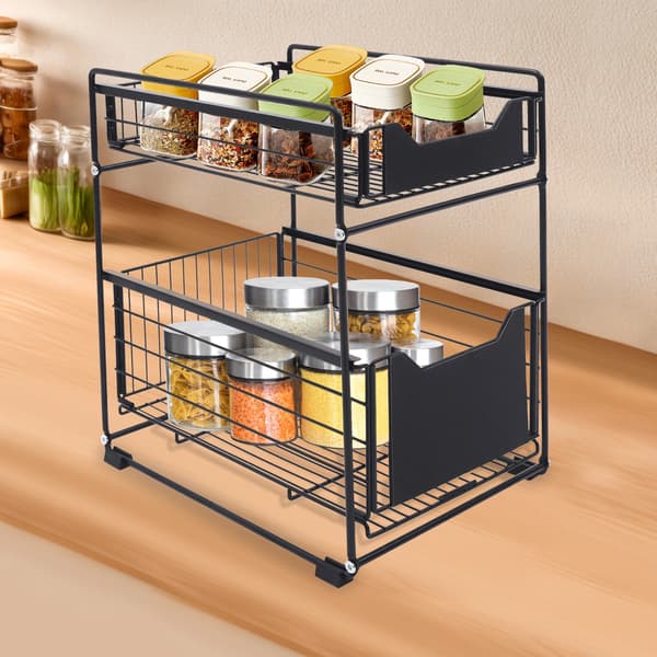 Under Sink Organizer, 2 niveau, Fritstående design,sort