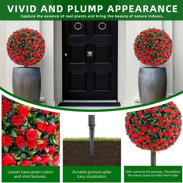 Topiary Kugletræer, Holdbart Materiale, Vedligeholdelsesfrit,rød