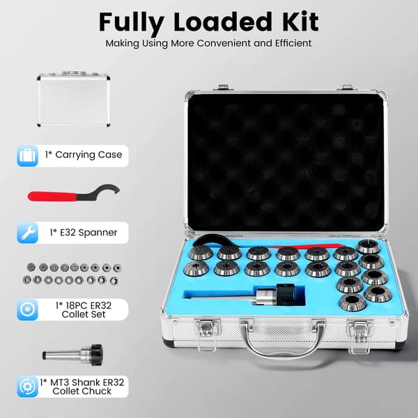 Collet Set, 18-delar, Noggrann Precision,18PCS