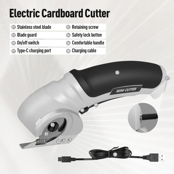 Elektrisk Tygskärare, Ergonomisk Design, Högpresterande Motor,GRÅ