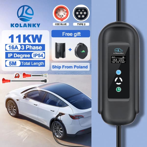 EV-laddare, 11KW maximal effekt, justerbara ströminställningar,svart