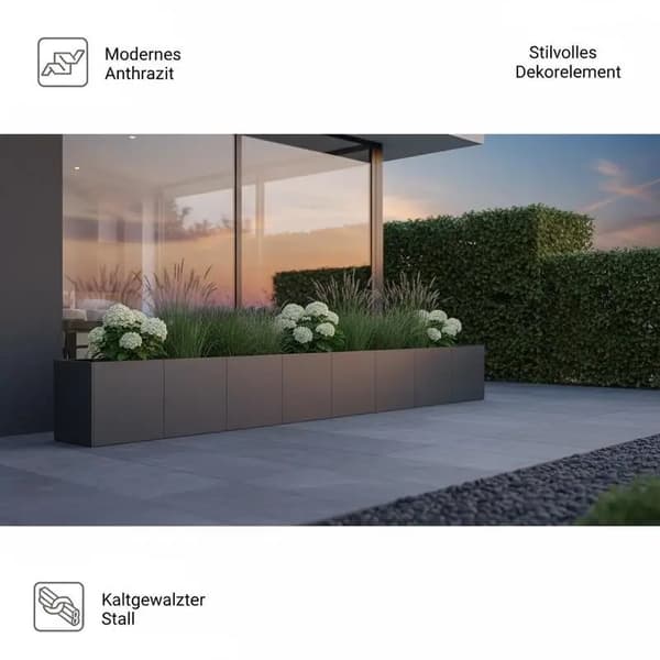 Planter, Koldvalset Stål, Holdbar Konstruktion,Lys Grå