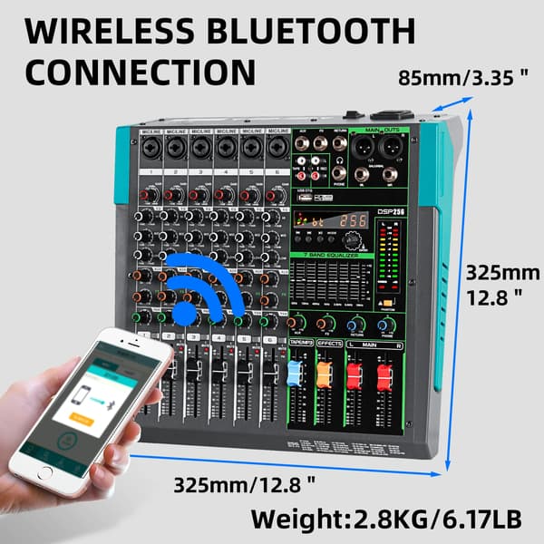 Lydmixer, indbyggede rumklangseffekter, USB- og Bluetooth-forbindelse,MG6