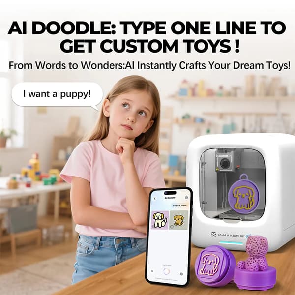 3D-printer, stemmekontrol, fuldt lukket design,EU, AOSEED X-MAKER JOY AI+ V4.0