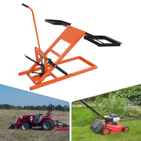 Gräsklipparlyft, 500 lbs kapacitet, justerbar lyfthöjd, Orange