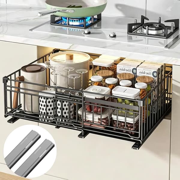 Förvaringshylla, utdragbar design, justerbar bredd,2Pcs-Rack