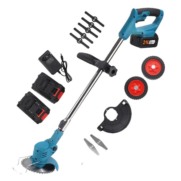 Sladdlös grästrimmer, justerbart skaft, lätt design,2st Batteri, EU