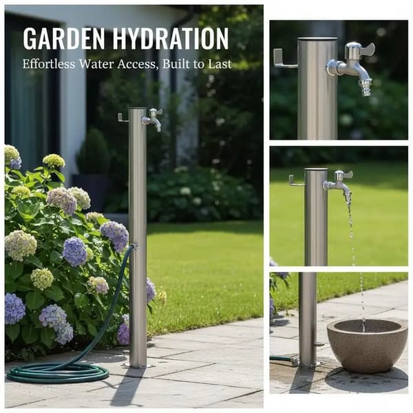 Vandkolonne, Rustfrit Stål Design, Udendørs Brug,Argent