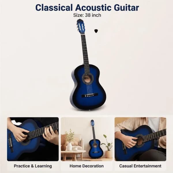 Klassisk Guitar, Solid Basswood, Elegant Design,Blå