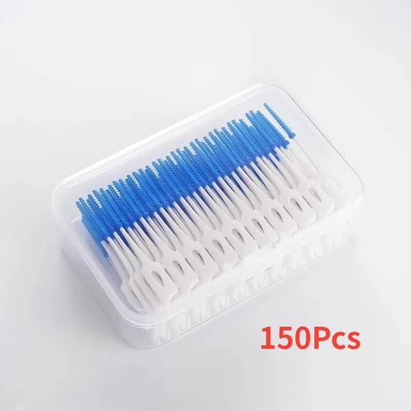 Interdentalbørster, bløde silikonebørster, 200 stk,Blå 150Pcs