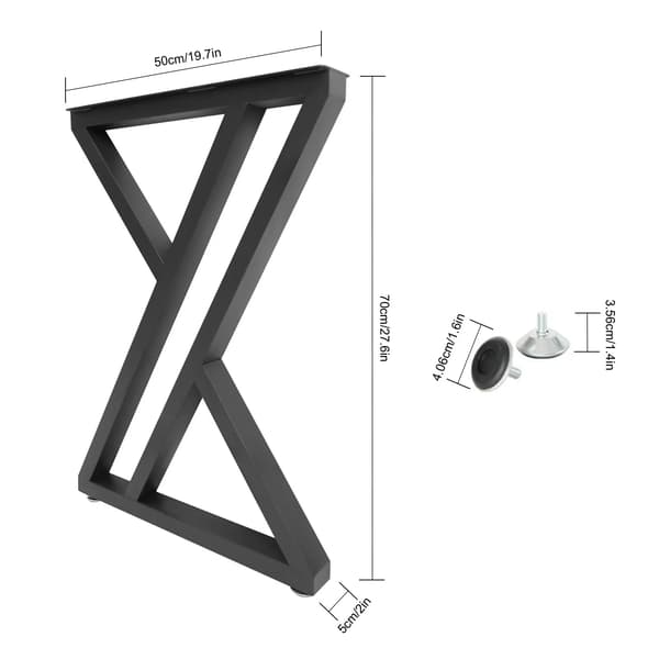 Møbelben, X-formet design, metal konstruktion,sort