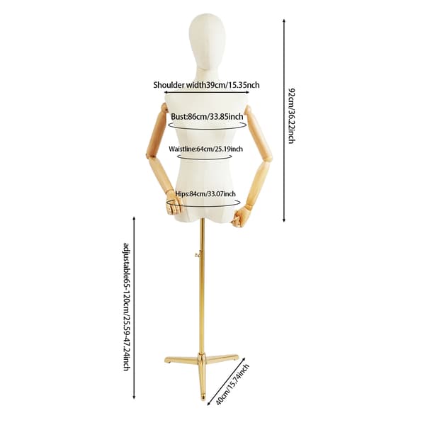 Mannequinställning, Justerbar Höjd, Flexibla Armar,Guldstödbar