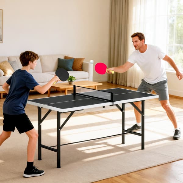 Ping-Pong Bord, Kompakt Design, Let at Sætte Op,sort