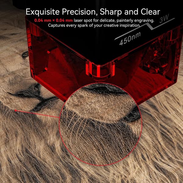 Lasergraver, 3W Effekt, Bærbart Design,Sort, 3W