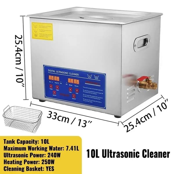 Ultralydsrenser, 40kHz frekvens, digitalt kontrolpanel,10L