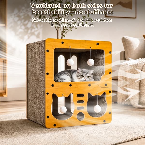 Kattebed, Multifunktionelt Design, Holdbart Materiale,Træ