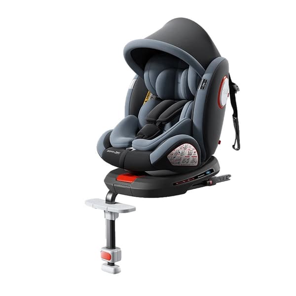 Barnsäkerhetsstol, ISOFIX-system, 360° rotation,Grå Premium