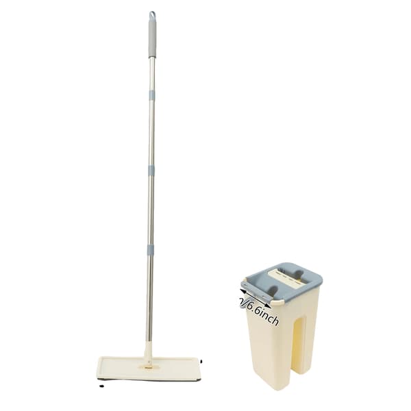 Flat Mop Set, Långt Handtag, Lätt Att Förvara,Beige