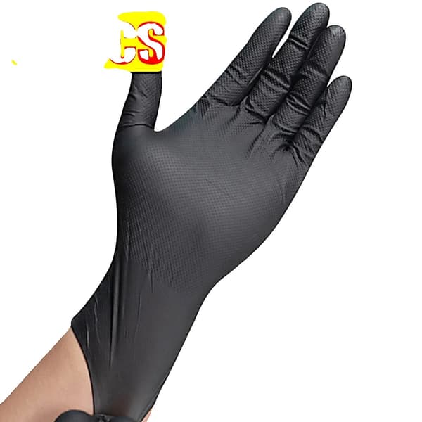 Engangs Nitril Handsker, Tekstureret Greb, Kraftig Beskyttelse,L, Sort- 50stk-a