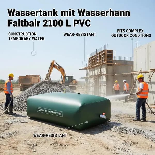 Vandtank, 2100 liter kapacitet, holdbart PVC-materiale,Grøn