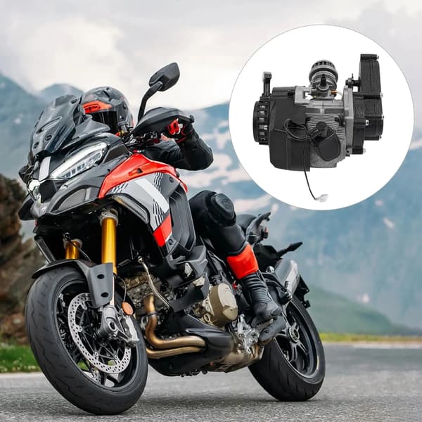 Motorcykelmotor, 49CC 2-takts, luftkølet,sort